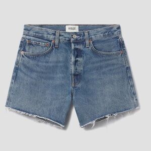Agolde Parker Long Jean Shorts Size 27 High Rise Raw Hem 100% Cotton